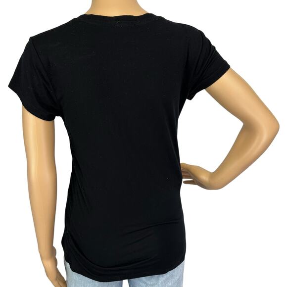 2/$15 Vintage Y2K Bebe Crystal Logo Rainbow Rhinestone Top Black Spellout Size M - Picture 5 of 11